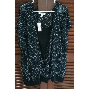 NWT Dress Barn Women's Plus‎ Size 3X Blouse Top Black & White Pullover
